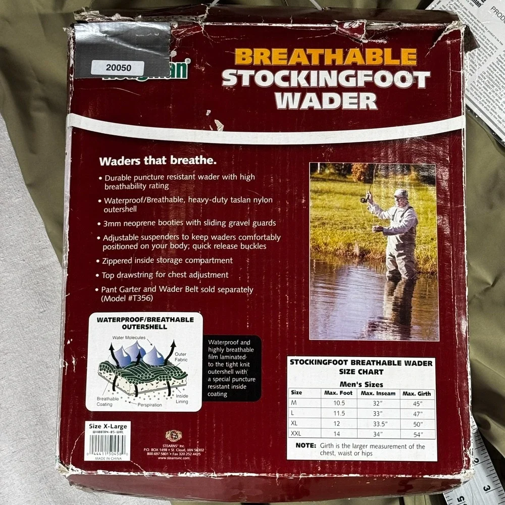 Hodgman Lakestream Lite Breathable Neoprene Nylon Chest Waders Mens Size XL NEW